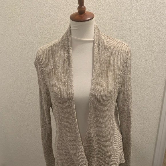 Eileen Fisher Cream Cardigan Sweater Soft Knit Open Front - Picture 1 of 3
